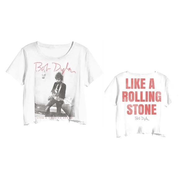 Tops - Cropped White Bob Dylan Graphic T-Shirt